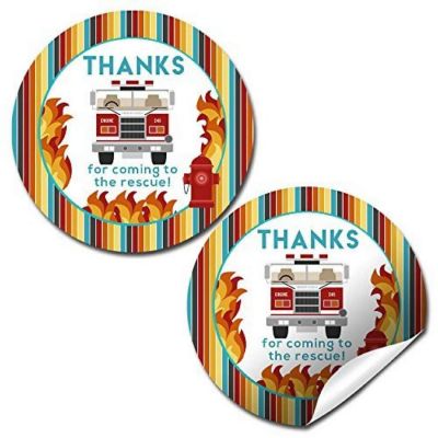 AmandaCreation Fire Truck Envelope Seals 40pc. Image 1
