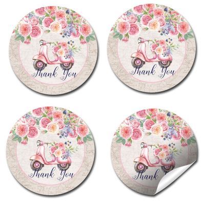 AmandaCreation Floral Moped Envelope Seals 40pc. Image 1