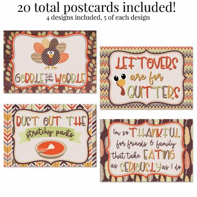 AmandaCreation Fun &amp; Silly Thanksgiving Postcards 20pc. Image 1