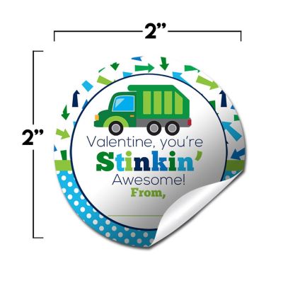 AmandaCreation Garbage Truck Valentine Envelope Seals 40pc. Image 2