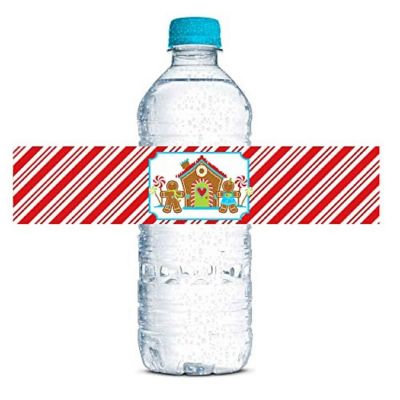 AmandaCreation Gingerbread House Water Bottle Wrappers 20pc. Image 1