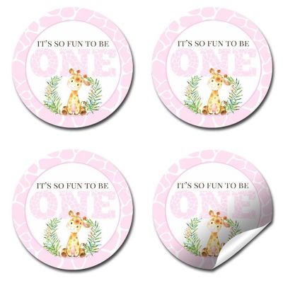 AmandaCreation Giraffe 1st Birthday Envelope Seals 40pc. Image 1