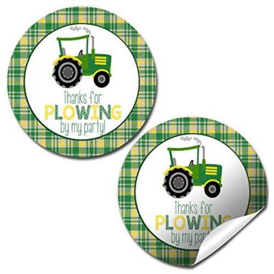 AmandaCreation Green &amp; Yellow Tractor Envelope Seals 40pc. Image 1
