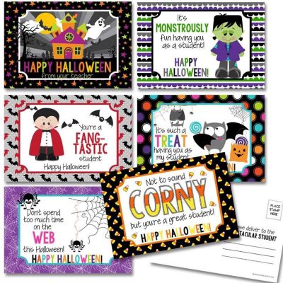 AmandaCreation Halloween Character Teacher Postcards 30pc. Image 1
