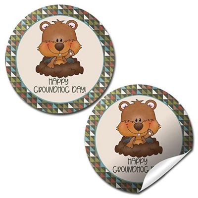 AmandaCreation Happy Groundhog Day Envelope Seals 40pc. Image 1