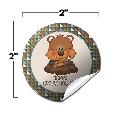 AmandaCreation Happy Groundhog Day Envelope Seals 40pc. Image 1