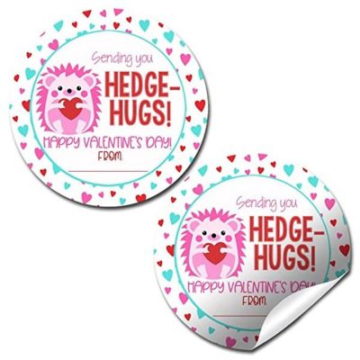 AmandaCreation Hedgehog Valentine Envelope Seals 40pc. Image 1