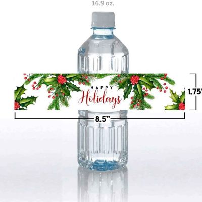 AmandaCreation Holly and Pine Water Bottle Labels 20pc. Image 2