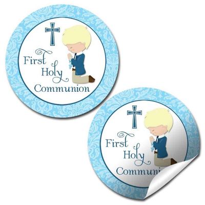 AmandaCreation Holy Communion Blue (blonde) Envelope Seals 40pc. Image 1