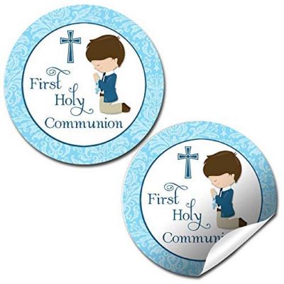 AmandaCreation Holy Communion Blue (brown) Envelope Seals 40pc. Image 1