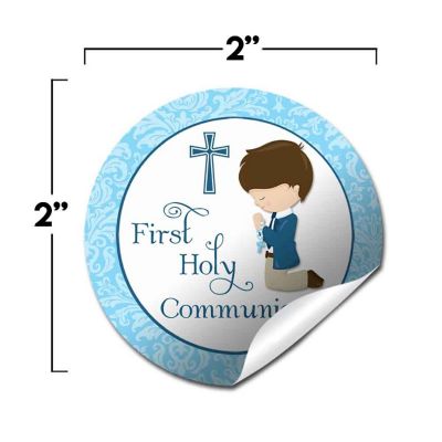 AmandaCreation Holy Communion Blue (brown) Envelope Seals 40pc. Image 1
