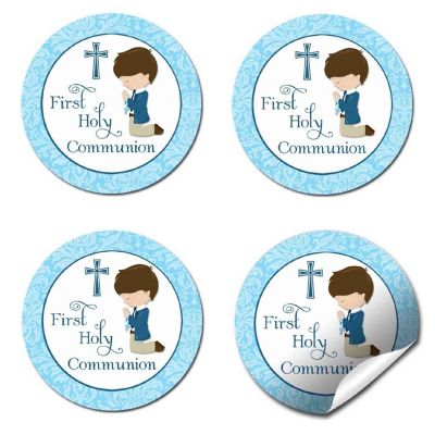 AmandaCreation Holy Communion Blue (brown) Envelope Seals 40pc. Image 2