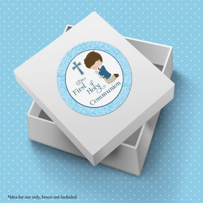 AmandaCreation Holy Communion Blue (brown) Envelope Seals 40pc. Image 3