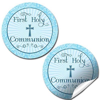 AmandaCreation Holy Communion Blue Cross Envelope Seals 40pc. Image 1