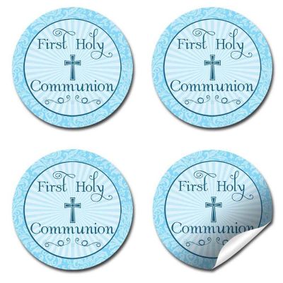 AmandaCreation Holy Communion Blue Cross Envelope Seals 40pc. Image 3