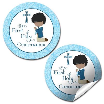 AmandaCreation Holy Communion Blue (dark) Envelope Seals 40pc. Image 1