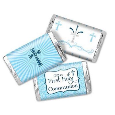 AmandaCreation Holy Communion Blue Mini Candybar Wrappers 45pc. Image 1