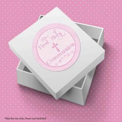 AmandaCreation Holy Communion Pink Cross Envelope Seals 40pc. Image 2