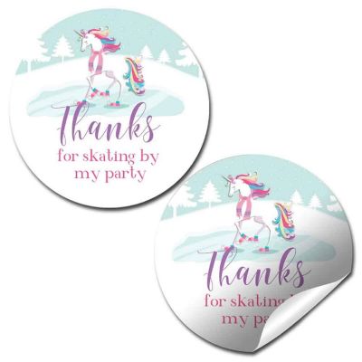 AmandaCreation Ice Skating Unicorn Envelope Seals 40pc. Image 1