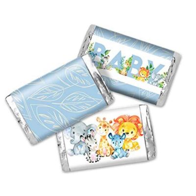 AmandaCreation Jungle Animals Blue Mini Candybar Wrappers 45pc. Image 1
