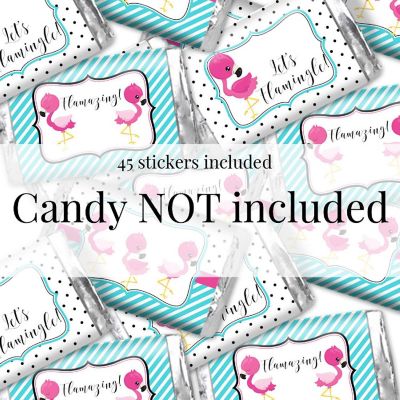 AmandaCreation Let's Flamingle Mini Candybar Wrappers 45pc. Image 1