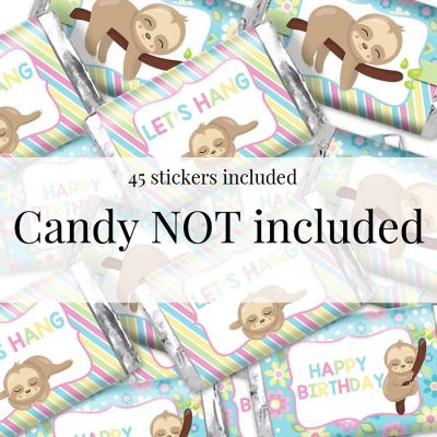 AmandaCreation Let's Hang Sloth Mini Candybar Wrappers 45pc. Image 3