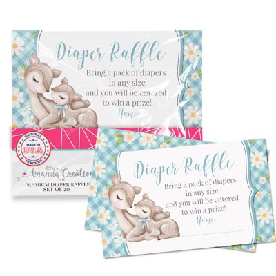 AmandaCreation Little Boy Floral Woodland Deer Diaper Raffle Tickets 20pc. Image 1