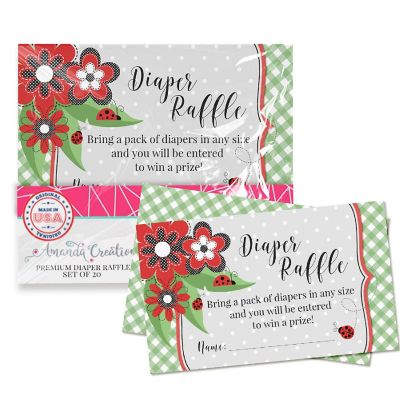 AmandaCreation Little Lady Bug Diaper Raffle Tickets 20pc. Image 1