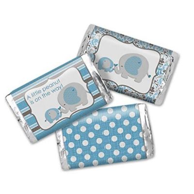 AmandaCreation Little Peanut Elephant Blue Mini Candybar Wrappers 45pc. Image 1