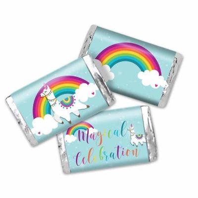 AmandaCreation Llama Unicorn Mini Candybar Wrappers 45pcs Image 1