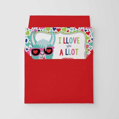 AmandaCreation Llama Valentine Greeting Card 2pc. Image 1
