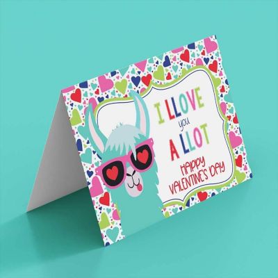 AmandaCreation Llama Valentine Greeting Card 2pc. Image 2