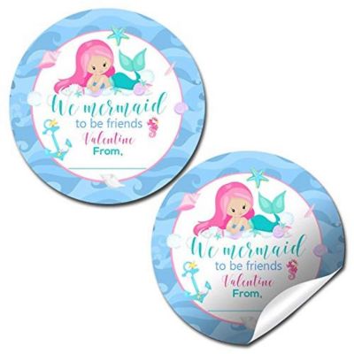 AmandaCreation Magical Mermaid Valentine Envelope Seals 40pc. Image 1