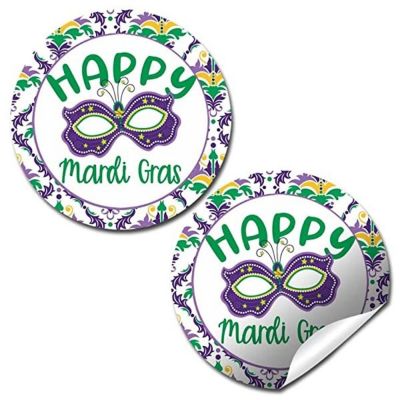 AmandaCreation Mardi Gras Mask Envelope Seals 40pc. Image 1