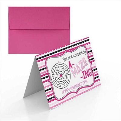 AmandaCreation Maze Valentine Greeting Card 2pc. Image 1