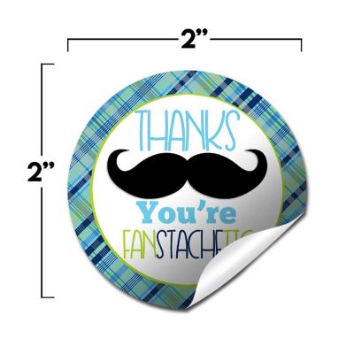 AmandaCreation Mustache Bash Thank You Stickers 40pc. Image 1