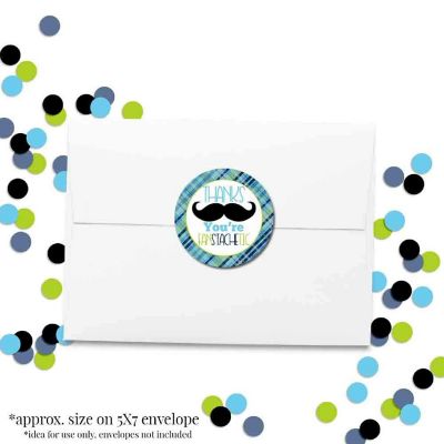 AmandaCreation Mustache Bash Thank You Stickers 40pc. Image 3