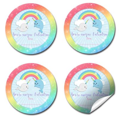 AmandaCreation Narwhal Valentine Envelope Seals 40pc. Image 1