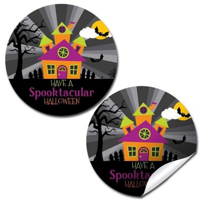 AmandaCreation Neon Haunted House Envelope Seals 40pc. Image 1