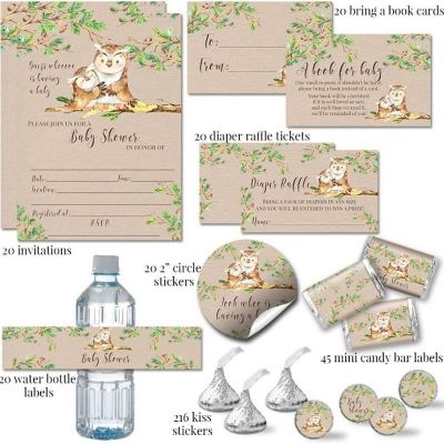 AmandaCreation Neutral Guess Whooo Owl Party Bundle 381pc. Image 1