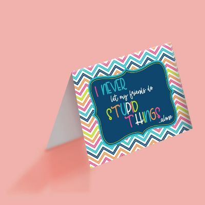 AmandaCreation Never Do Stupid Things Alone Funny Greeting Card 2pcs. Image 1