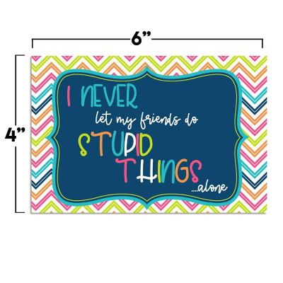 AmandaCreation Never Do Stupid Things Alone Funny Greeting Card 2pcs. Image 3