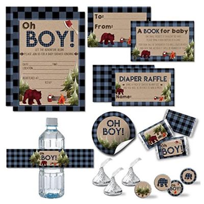 AmandaCreation Oh Boy! Blue and Black Plaid Party Bundle 381pc. Image 1