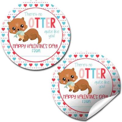 AmandaCreation Otter Valentine Envelope Seals 40pc. Image 1