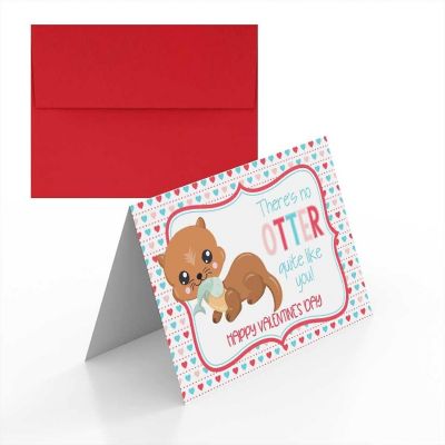 AmandaCreation Otter Valentine Greeting Card 2pc. Image 1
