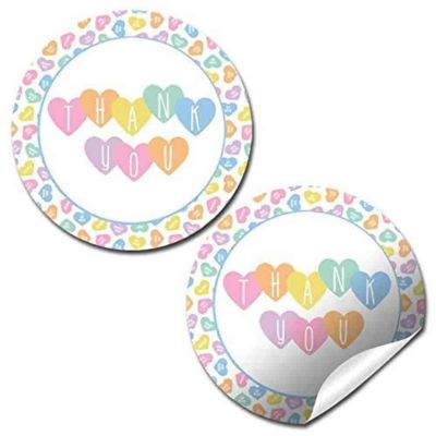AmandaCreation Pastel Candy Hearts Valentine Envelope Seals 40pc. Image 1