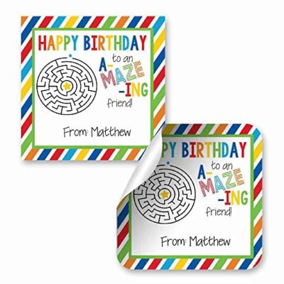 AmandaCreation Personalized A-Maze-ing Gift Tag Stickers 24pc. Image 1