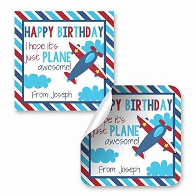 AmandaCreation Personalized Airplane Gift Tag Stickers 24pc. Image 1