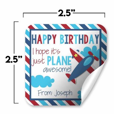 AmandaCreation Personalized Airplane Gift Tag Stickers 24pc. Image 1