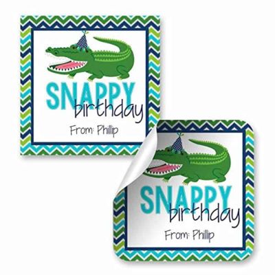 AmandaCreation Personalized Alligator Gift Tag Stickers 24pc. Image 1